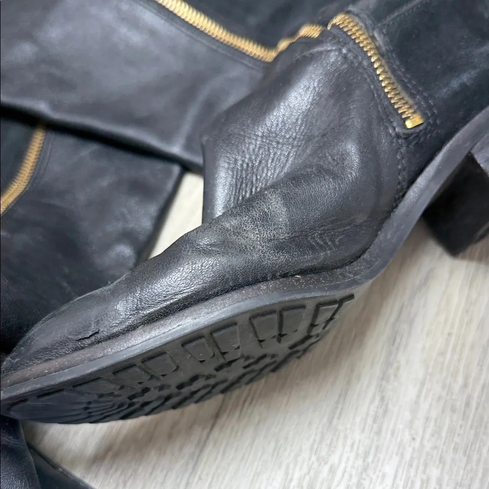 Michael Kors Black Over the Knee Boots with Gold Zipper